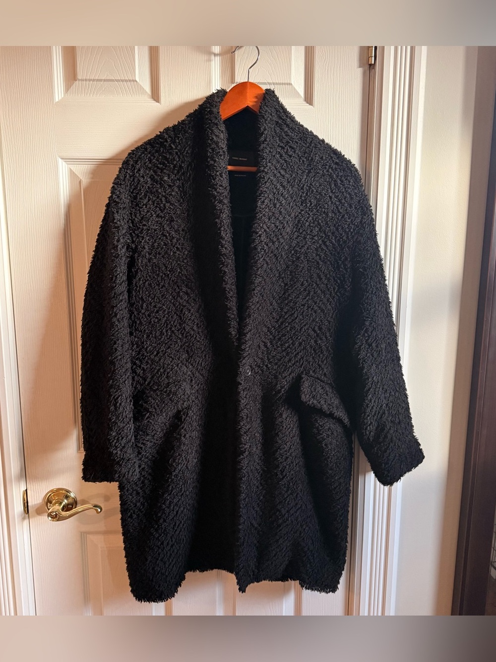 Isabel Marant Black Gabriel Bouclé Herringbone Coat size 36